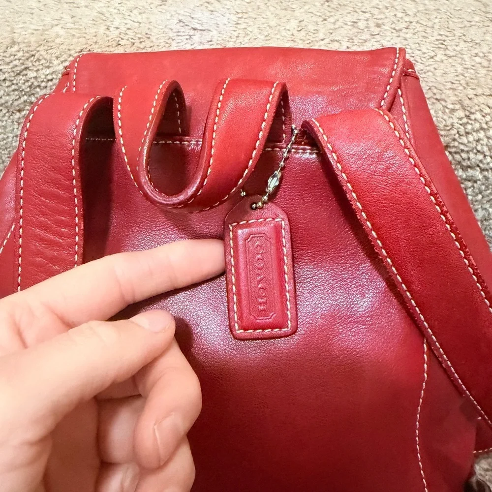 Vintage Coach Legacy Drawstring Leather Backpack dark red leather Style #9569